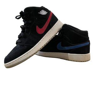 Nike Air Jordan 1 Mid Sneakers Youth Size 6.5 Black/Red/Blue Shoes